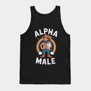 Alpha Male Funny Unicorn Rainbow Gift Fathers Day Gay Man LGBT Pride Cowboy Tank Top